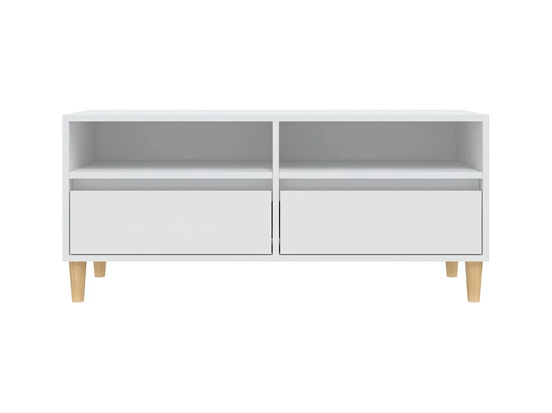 Meuble TV multimédia étagère bois blanc 100 x 34.5 x 44.5 cm 02_0025469