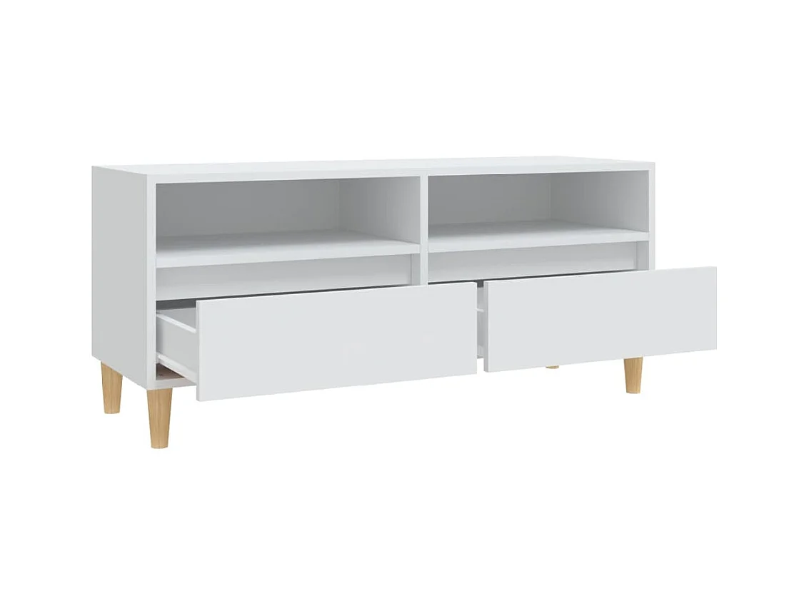 Meuble TV multimédia étagère bois blanc 100 x 34.5 x 44.5 cm 02_0025469