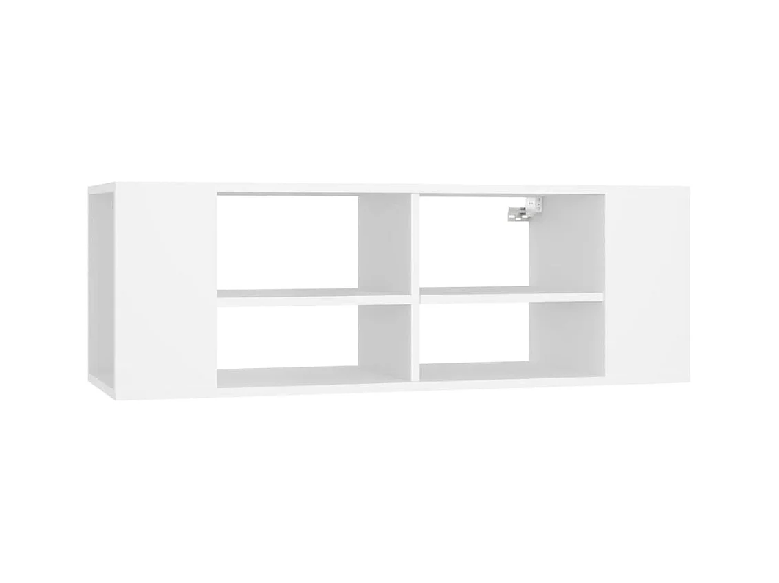 Meuble TV multimédia étagère bois blanc 102 x 35 x 35 cm 02_0027743