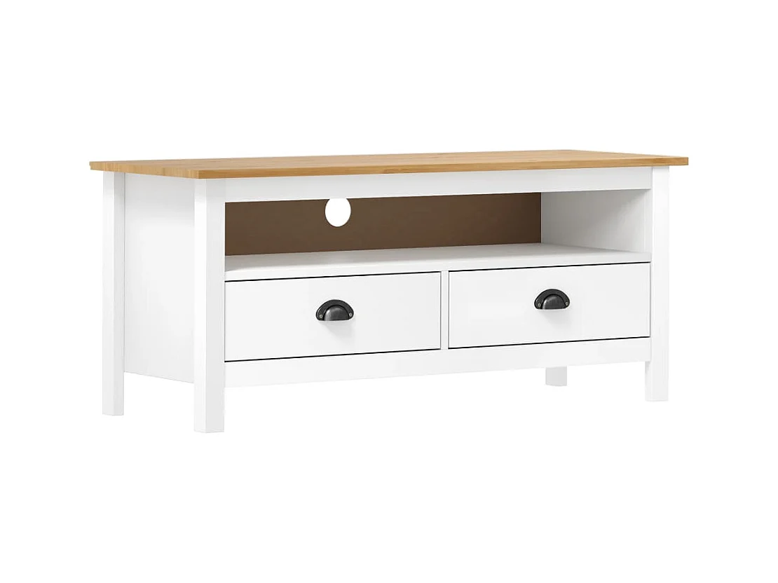 Meuble TV multimédia étagère bois blanc 110 x 40 x 47 cm 02_0027637