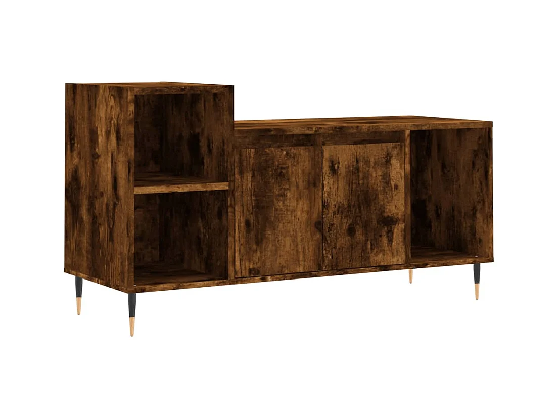 Meuble TV multimédia étagère bois marron 100 x 35 x 55 cm 02_0027276