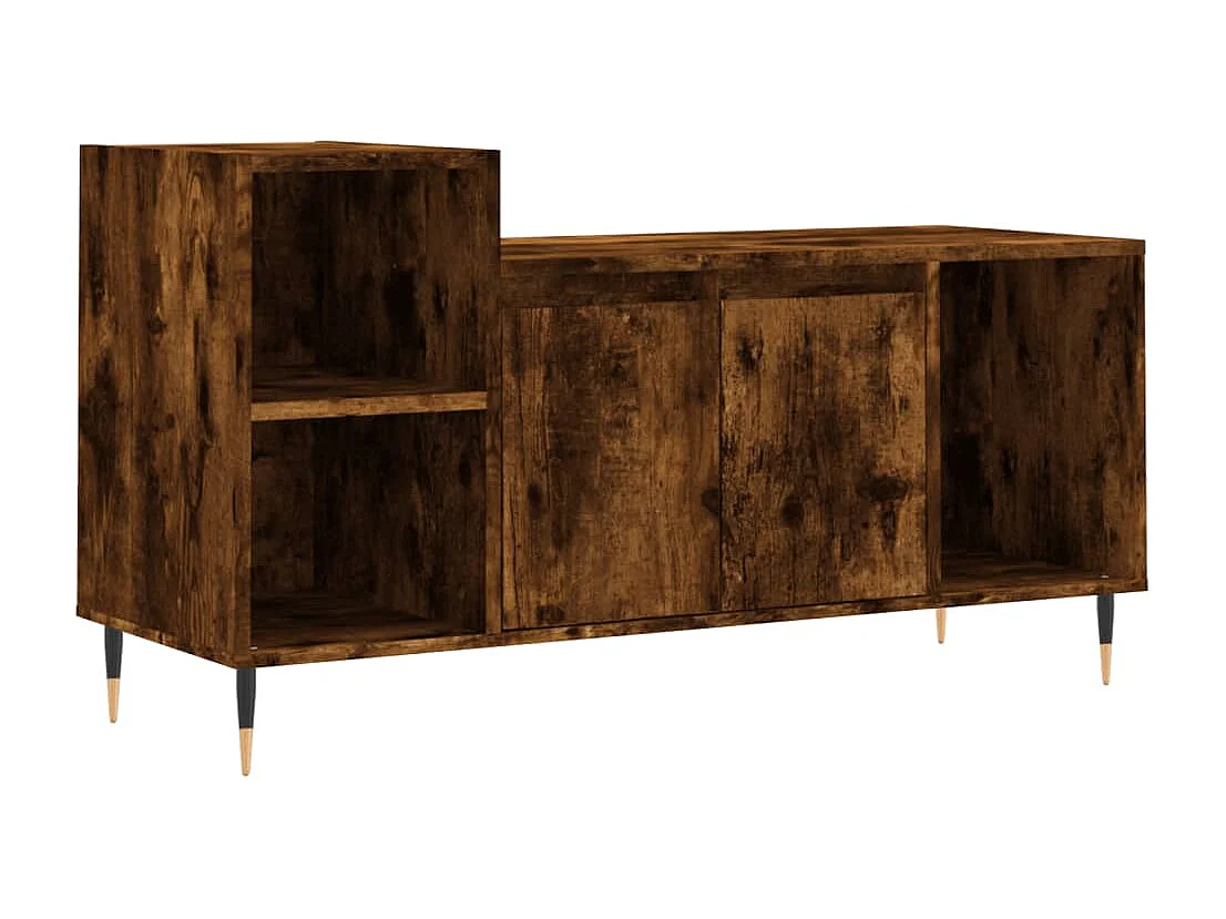 Mobile TV multimediale scaffale TV credenza TV sala da pranzo soggiorno camera da letto rovere affumicato 100 x 35 x 55 cm legno ingegnerizzato marrone 02_0027276
