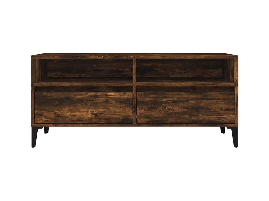 Meuble TV multimédia étagère bois marron 100 x 34.5 x 44.5 cm 02_0027259