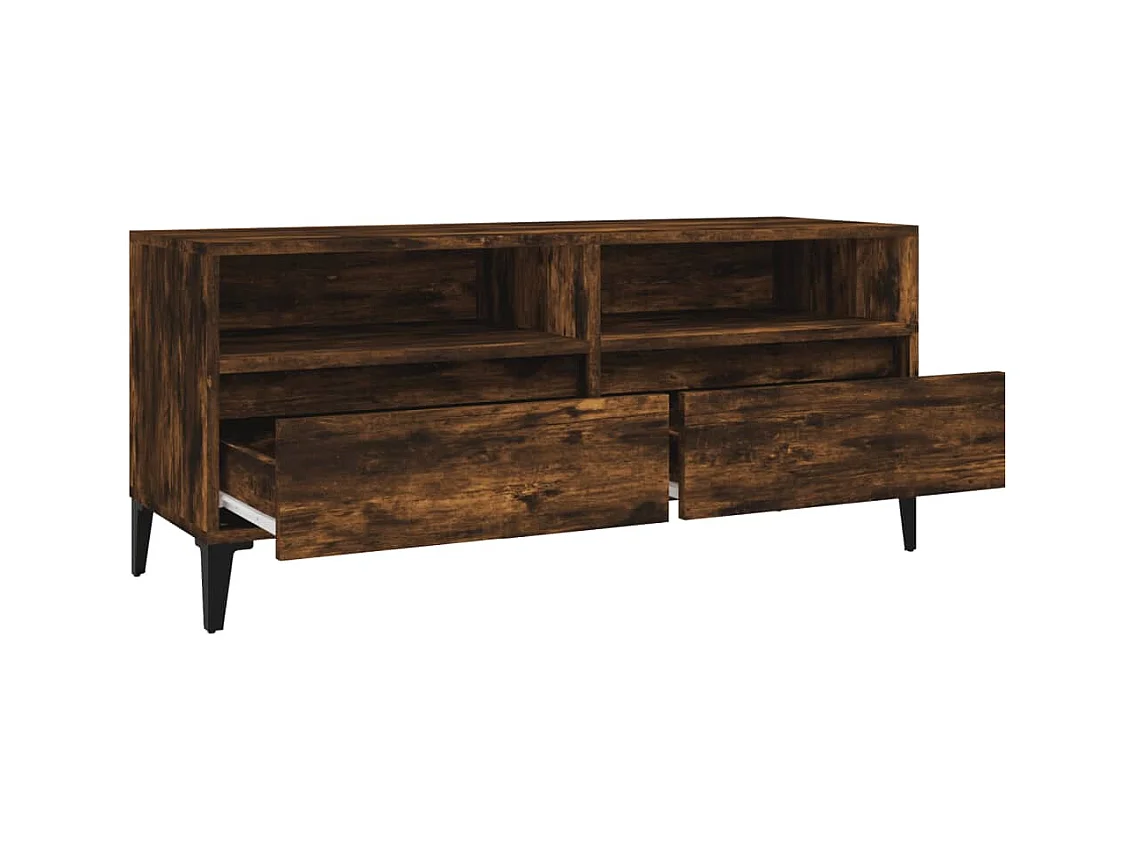 Meuble TV multimédia étagère bois marron 100 x 34.5 x 44.5 cm 02_0027259