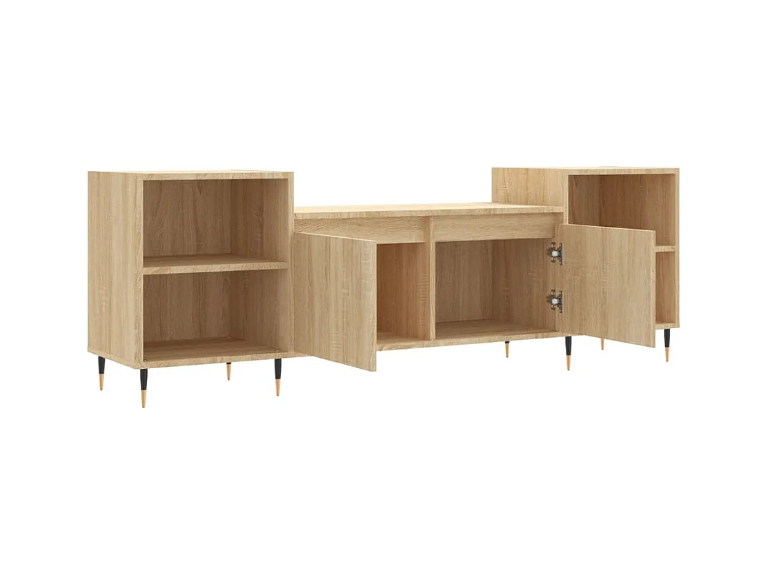 Meuble TV multimédia étagère bois marron 160 x 35 x 55 cm 02_0027503