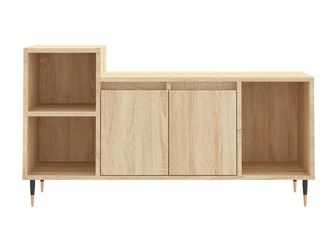 Meuble TV multimédia étagère bois marron 100 x 35 x 55 cm 02_0027425