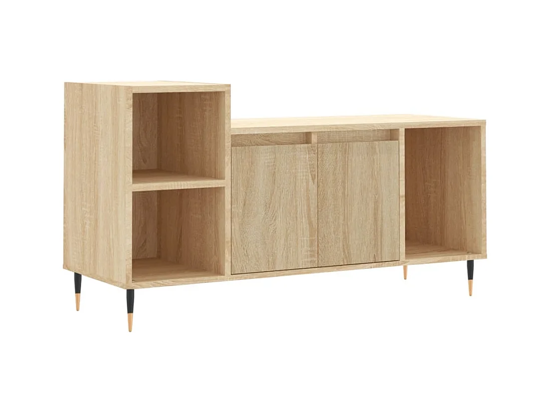 Meuble TV multimédia étagère bois marron 100 x 35 x 55 cm 02_0027425
