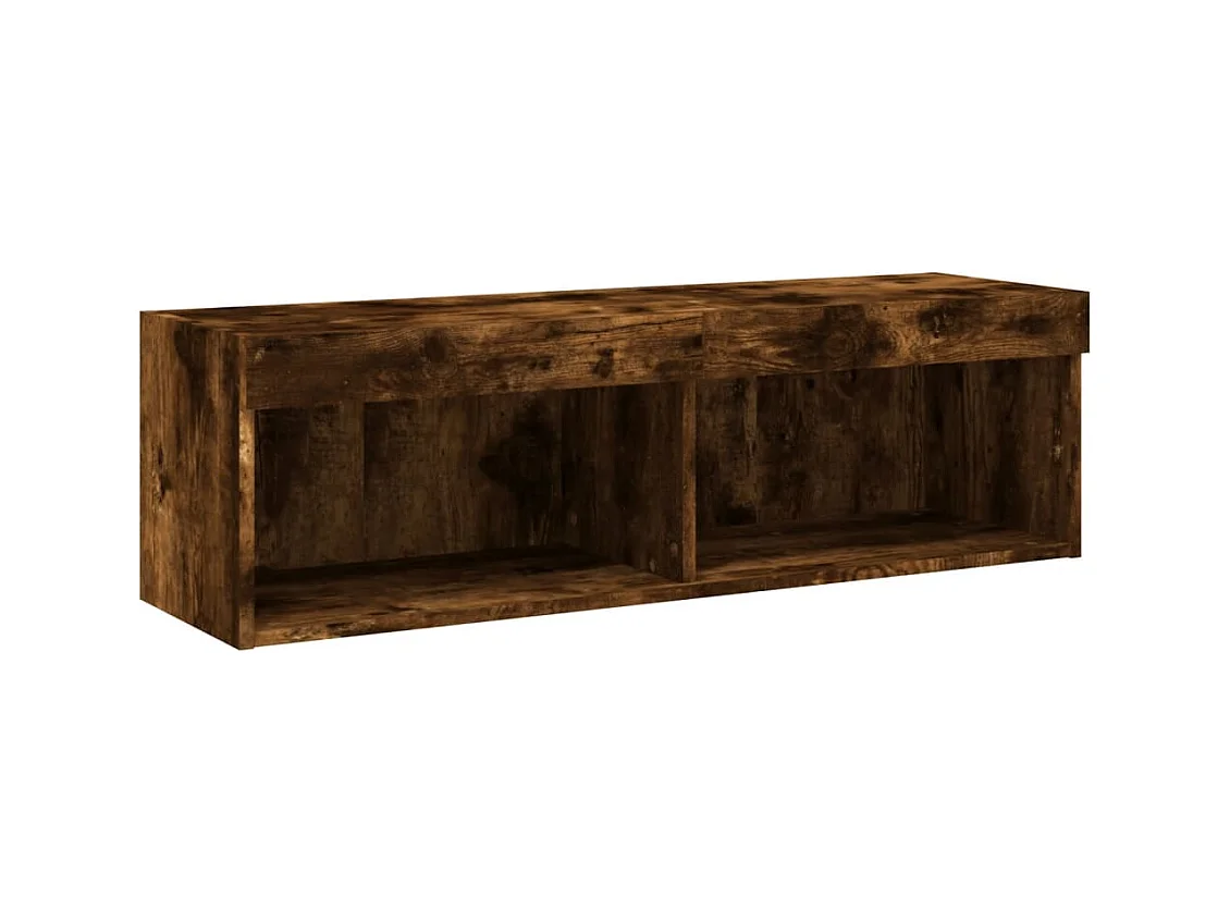 Móvel TV multimídia Estante TV aparador sala de jantar sala de estar quarto com luzes LED carvalho fumado 100 x 30 x 30 cm castanho 02_0026711