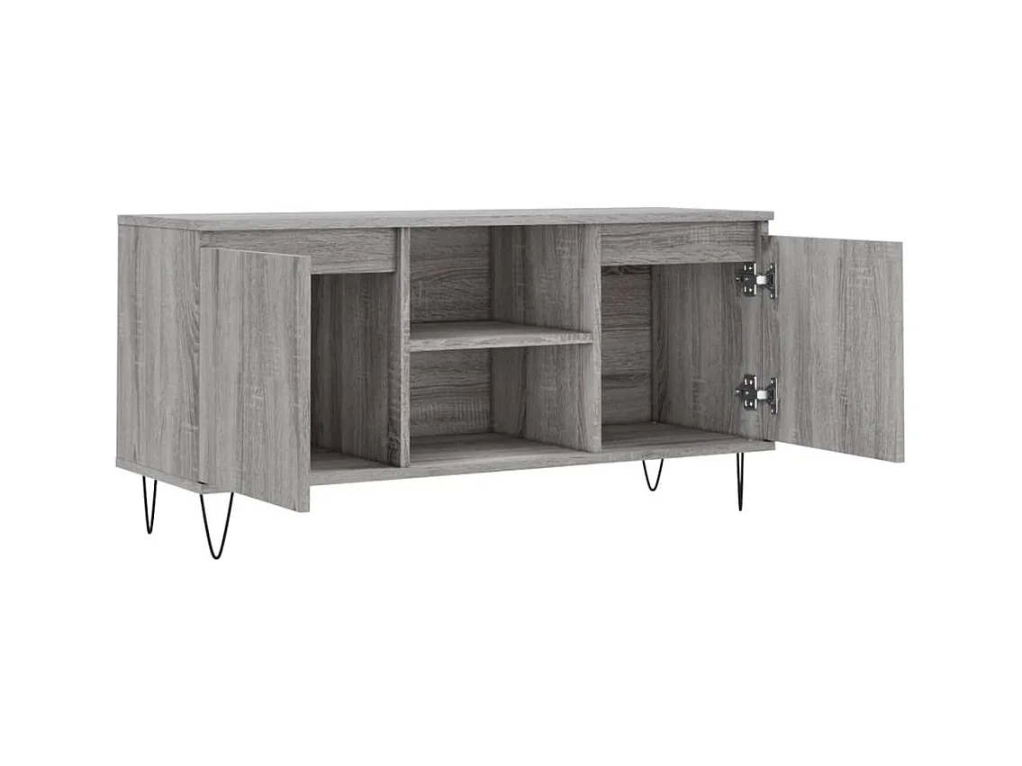 Meuble TV multimédia étagère bois marron 104 x 35 x 50 cm 02_0028374