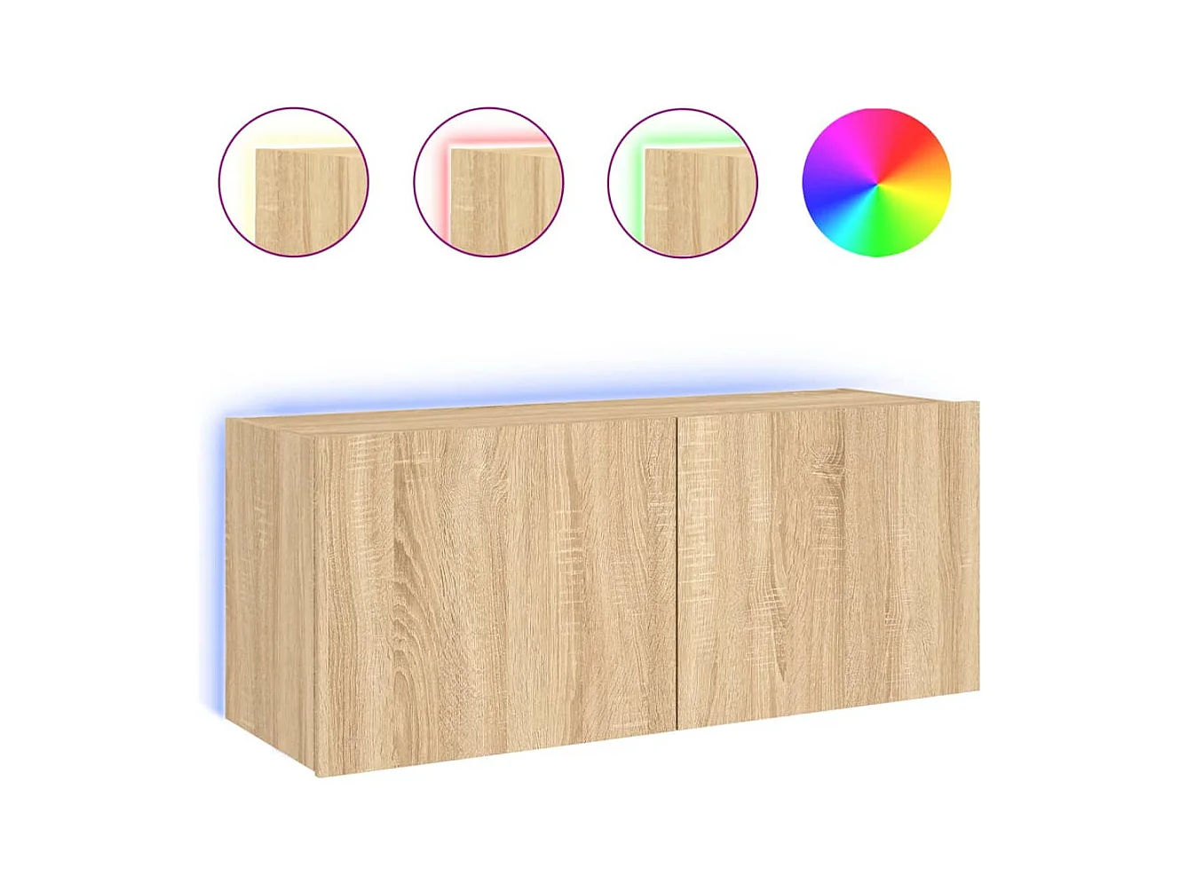 Mobile TV multimediale scaffale TV credenza TV sala da pranzo soggiorno camera da letto a parete con luci LED rovere sonoma 100 x 35 x 41 cm marrone 02_0028005