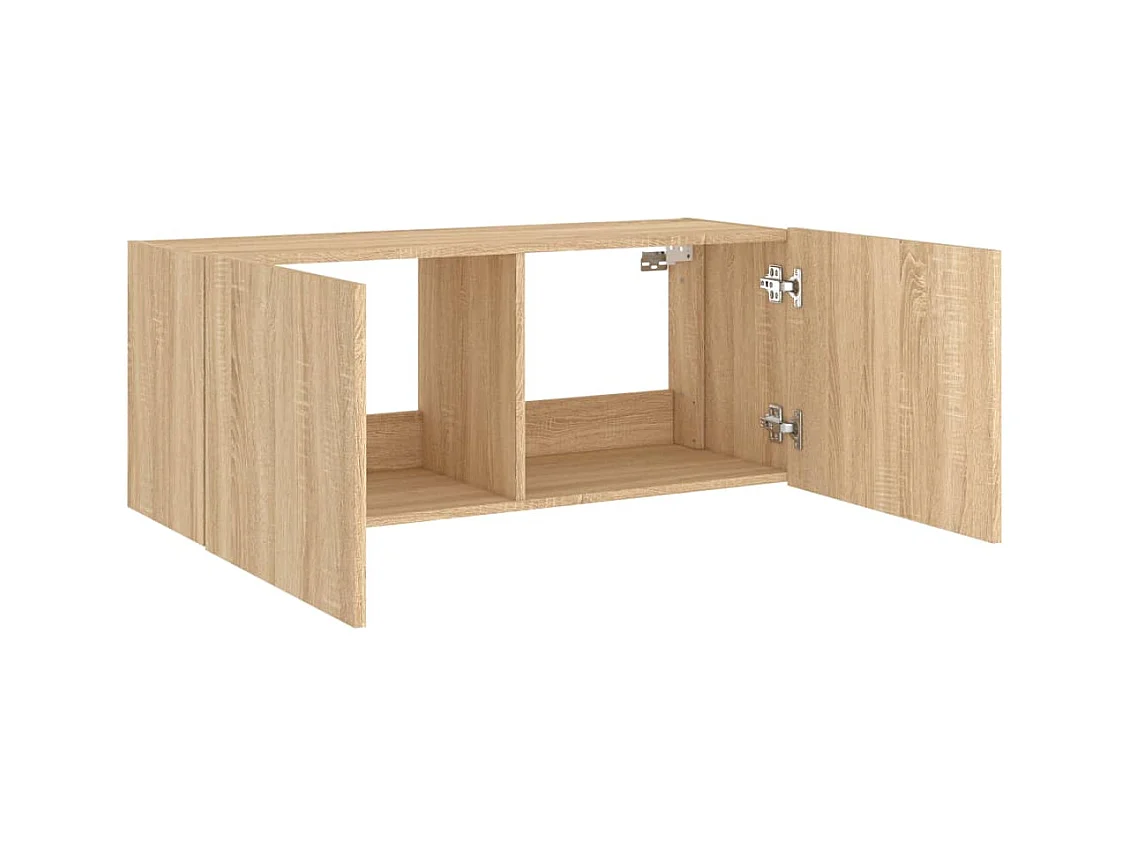 Mobile TV multimediale scaffale TV credenza TV sala da pranzo soggiorno camera da letto a parete con luci LED rovere sonoma 100 x 35 x 41 cm marrone 02_0028005
