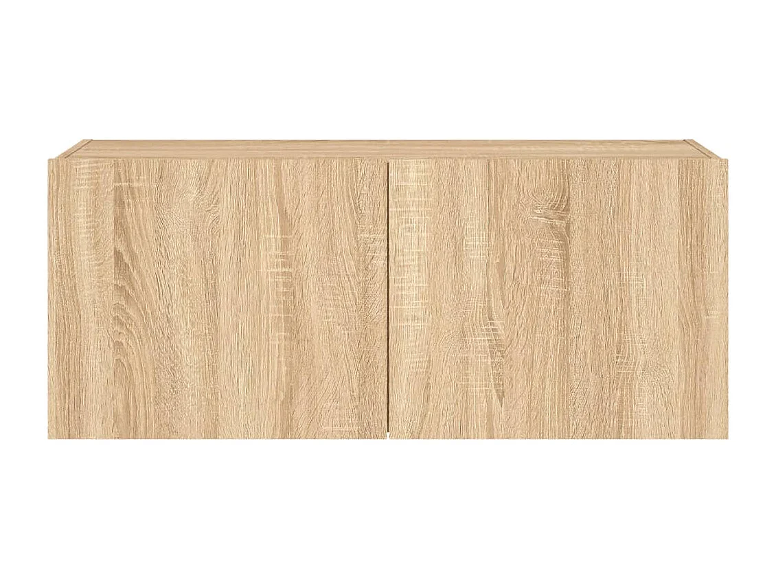 Mueble TV multimedia Estante TV Aparador TV Comedor Salón Dormitorio Montaje en pared con luces LED Roble Sonoma 100 x 35 x 41 cm Marrón 02_0028005