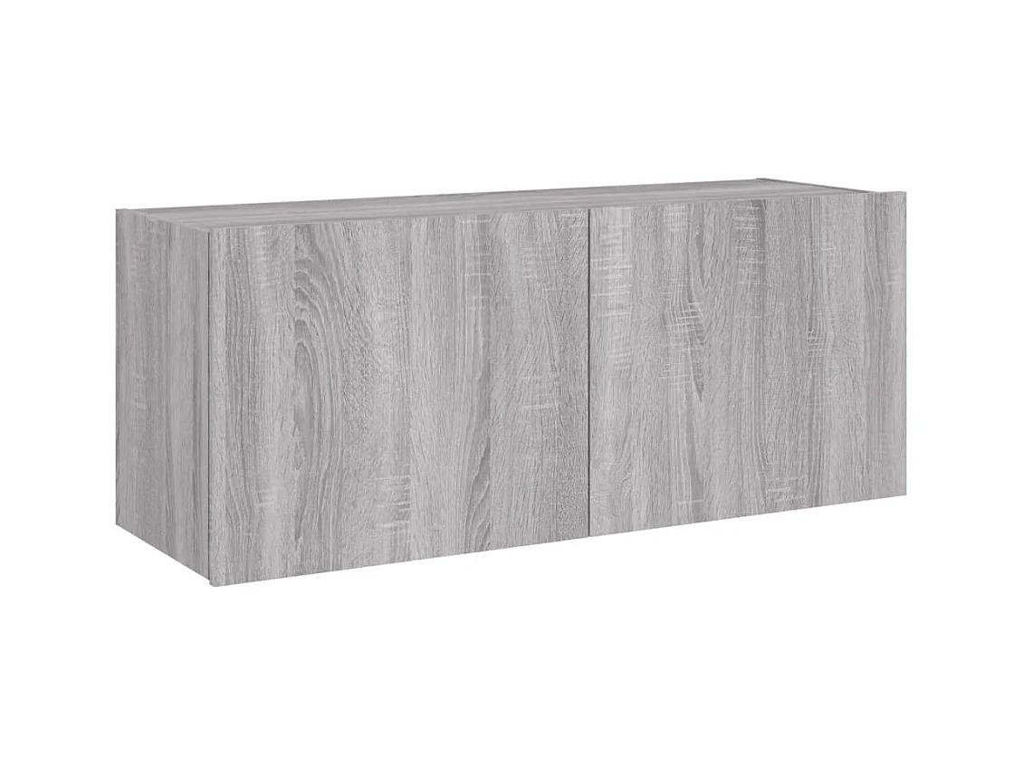 Mueble TV multimedia Estante TV Aparador TV Comedor Salón Dormitorio Montaje en pared con luces LED Sonoma 100 x 35 x 41 cm Gris 02_0028038