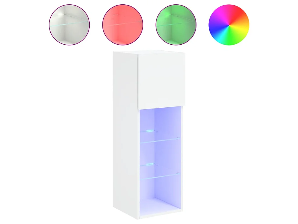 Suporte multimídia para TV prateleira para TV aparador móvel para TV para sala de jantar sala de estar quarto com luzes LED 30,5 x 30 x 90 cm branco 02_0026590