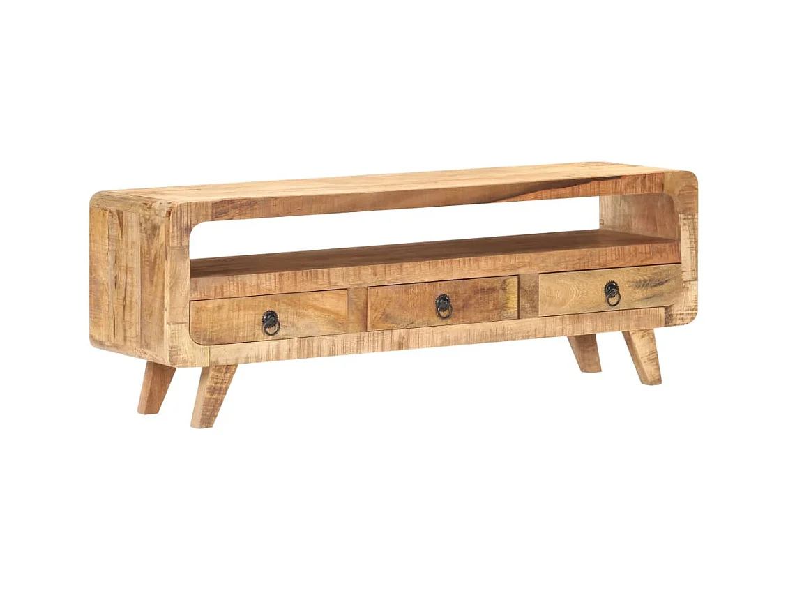 Mobile TV multimediale scaffale TV credenza TV sala da pranzo soggiorno camera da letto 117 x 30 x 41 cm legno massello di mango marrone grezzo 02_0025798