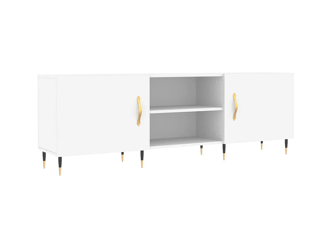 Meuble TV multimédia étagère bois blanc 150 x 30 x 50 cm 02_0025990