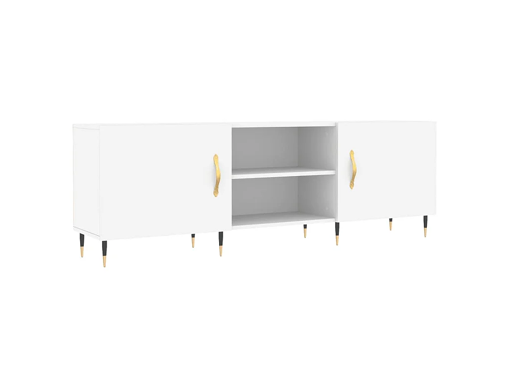 Suporte para TV multimídia prateleira para TV aparador armário para TV sala de jantar sala de estar quarto 150 x 30 x 50 cm madeira engenheirada branca 02_0025990