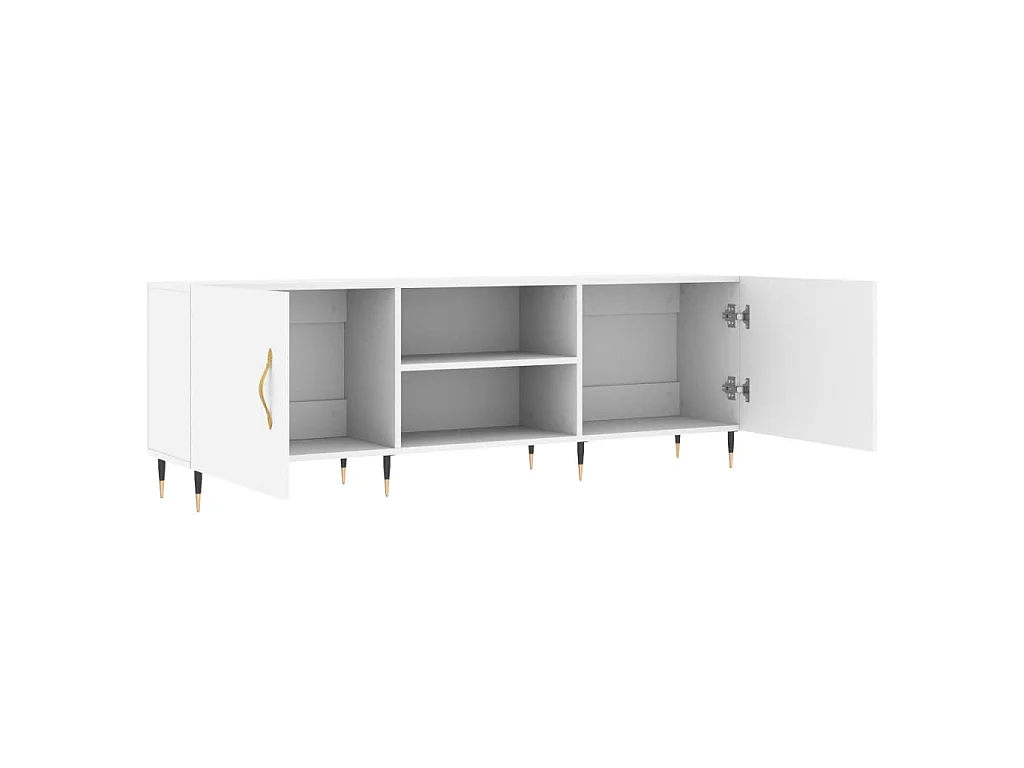 Suporte para TV multimídia prateleira para TV aparador armário para TV sala de jantar sala de estar quarto 150 x 30 x 50 cm madeira engenheirada branca 02_0025990