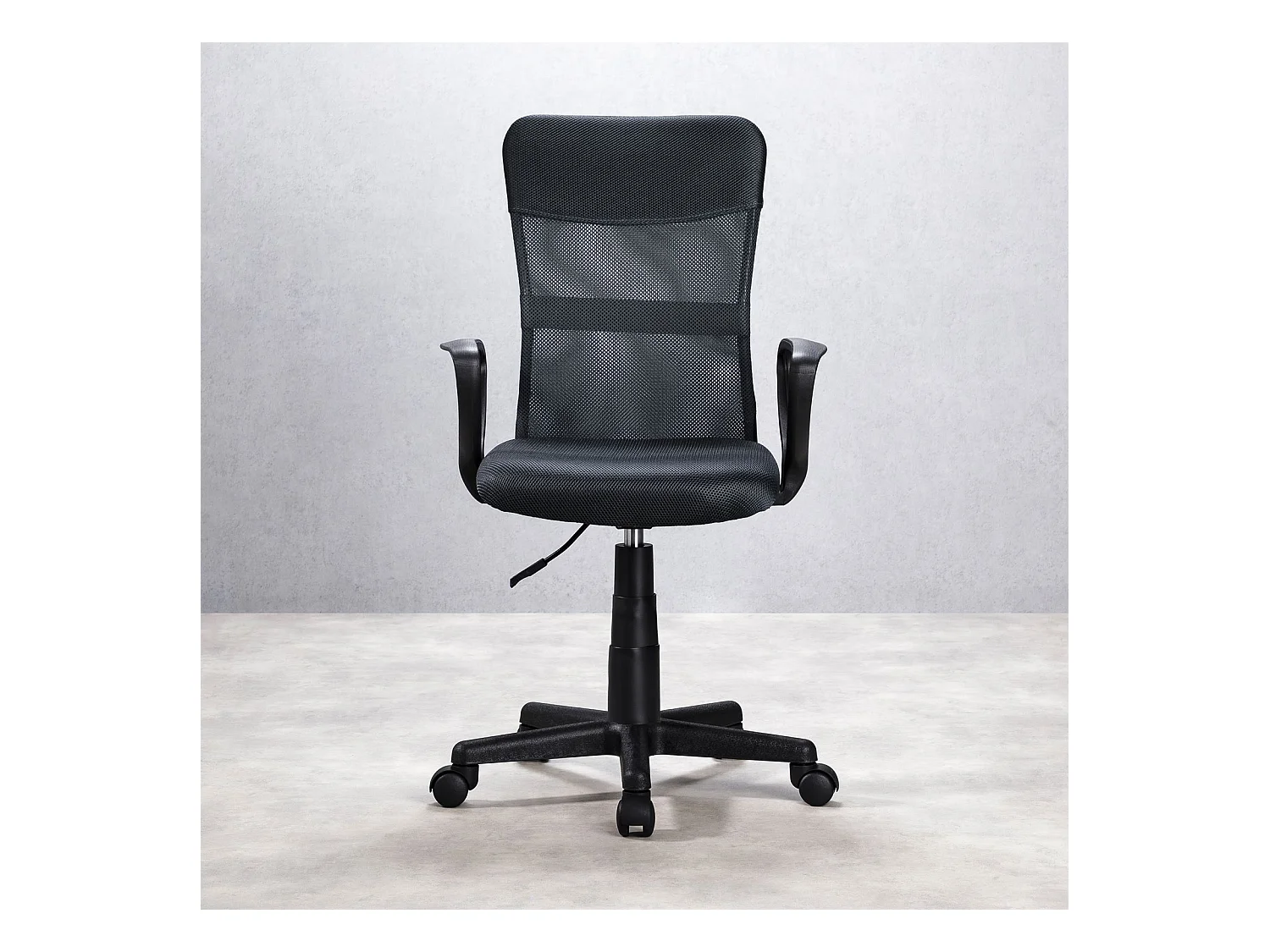 Chaise de bureau ergonomique JOGO gris assise pivotante et réglable en hauteur 99 cm, roulettes adaptées à la moquette