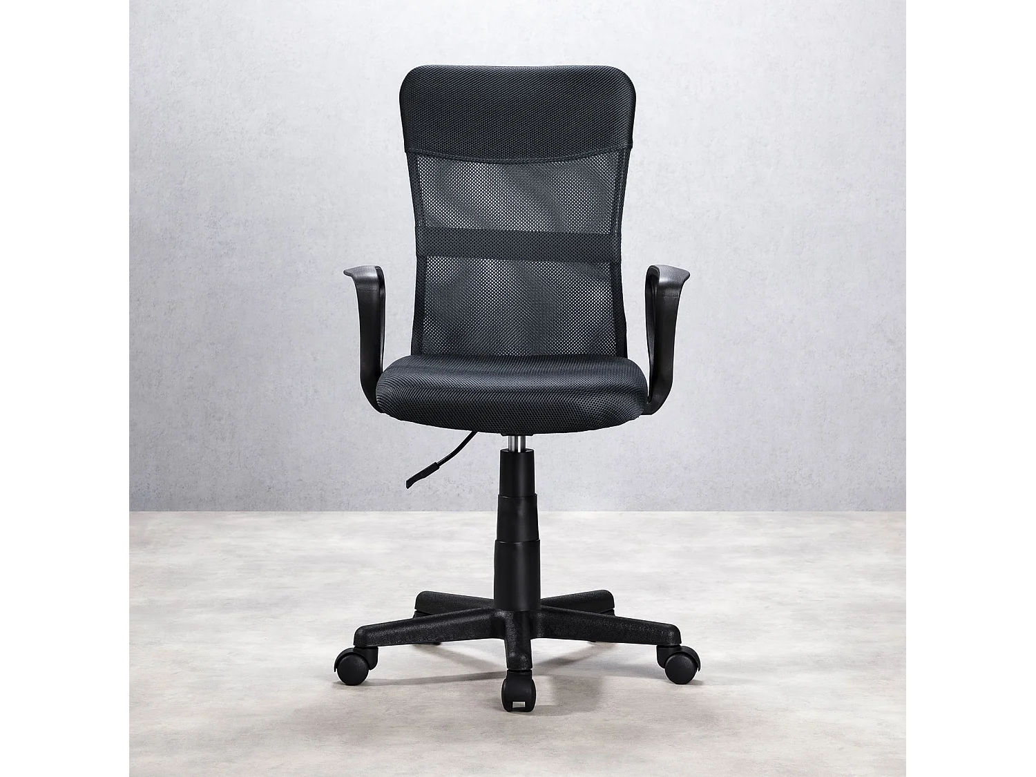 Chaise de bureau ergonomique JOGO gris assise pivotante et réglable en hauteur 99 cm, roulettes adaptées à la moquette