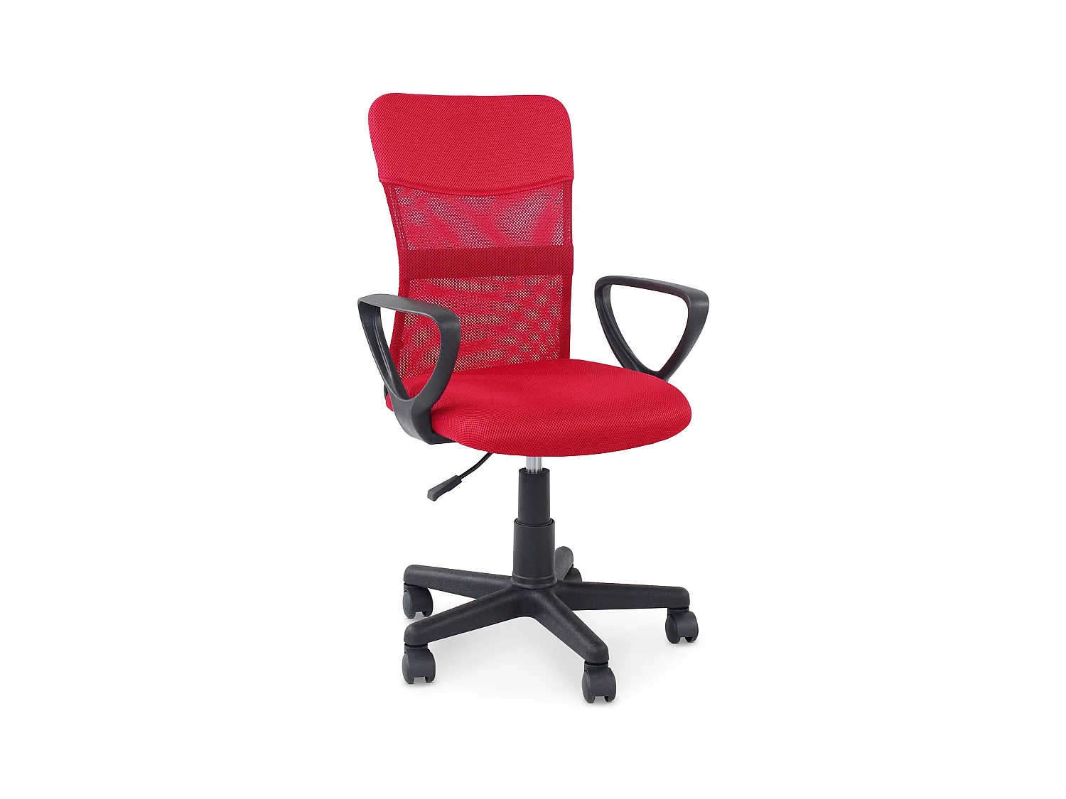 Chaise de bureau ergonomique JOGO rouge assise pivotante et réglable en hauteur 99 cm, roulettes adaptées à la moquette