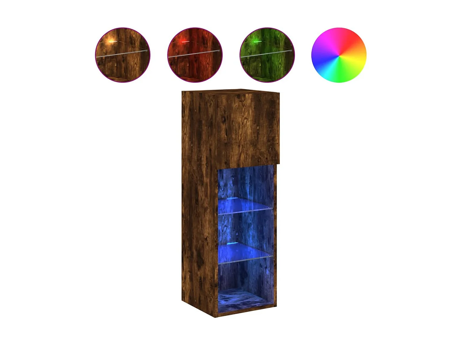 Mueble TV multimedia Estante TV Aparador TV Comedor Salón Dormitorio con luces LED 2 piezas Roble ahumado 305 x 30 x 90 cm Marrón 02_0028865