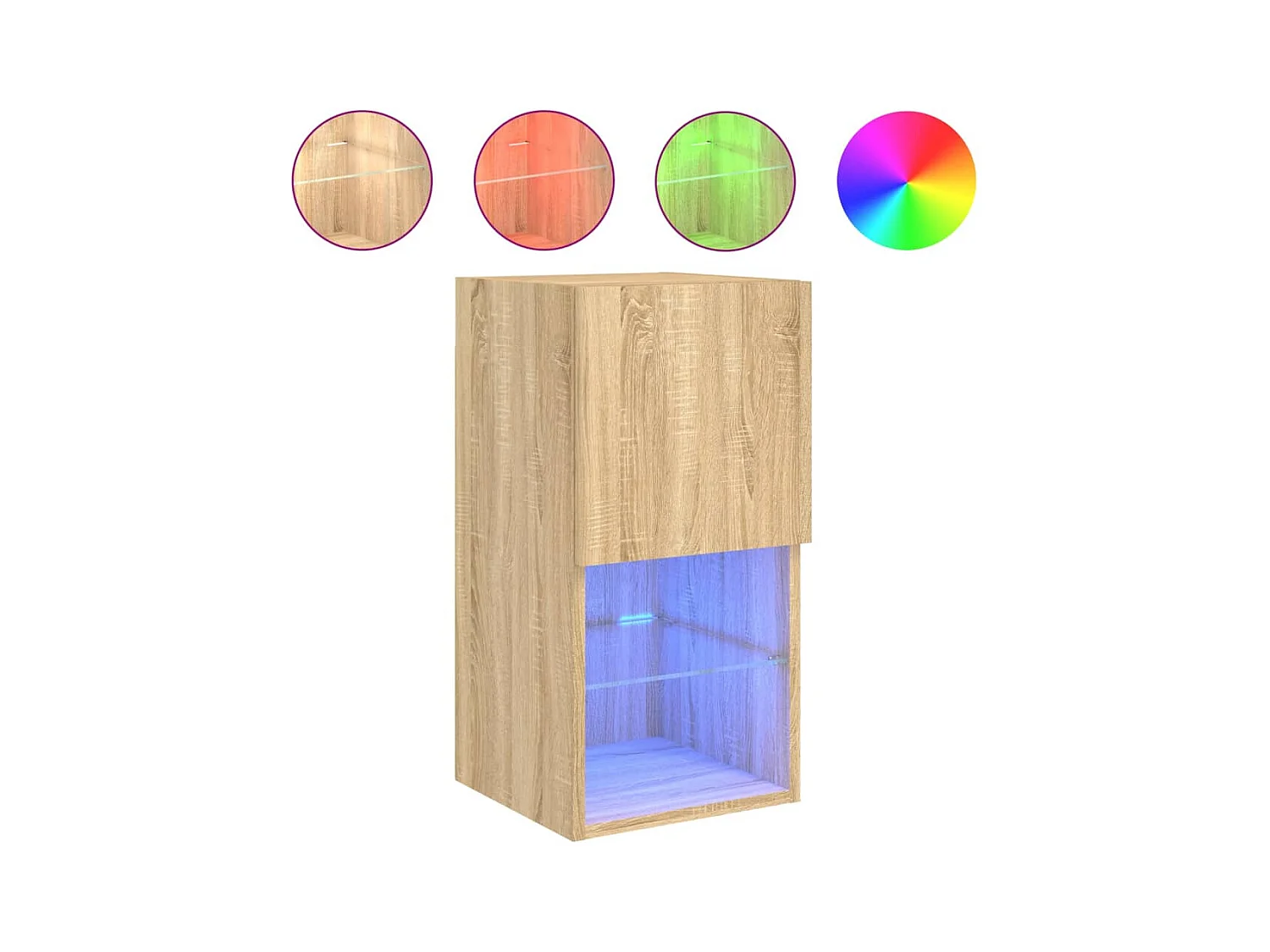 Mobile TV multimediale Mensola TV Credenza TV sala da pranzo soggiorno camera da letto con luci LED 2 pezzi Rovere Sonoma 305 x 30 x 60 cm marrone 02_0028873