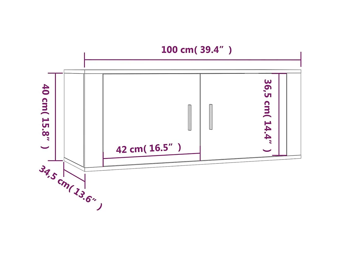 Meubles TV muraux multimédia grise 100 x 34.5 x 40 cm 02_0029034