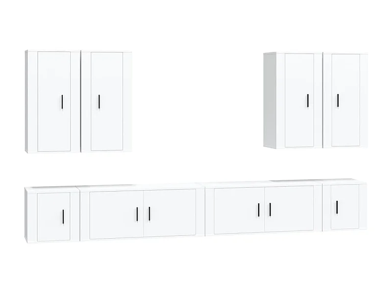 Set di mobili credenza TV soggiorno camera da letto soggiorno 8 pezzi legno ingegnerizzato bianco 02_0025236