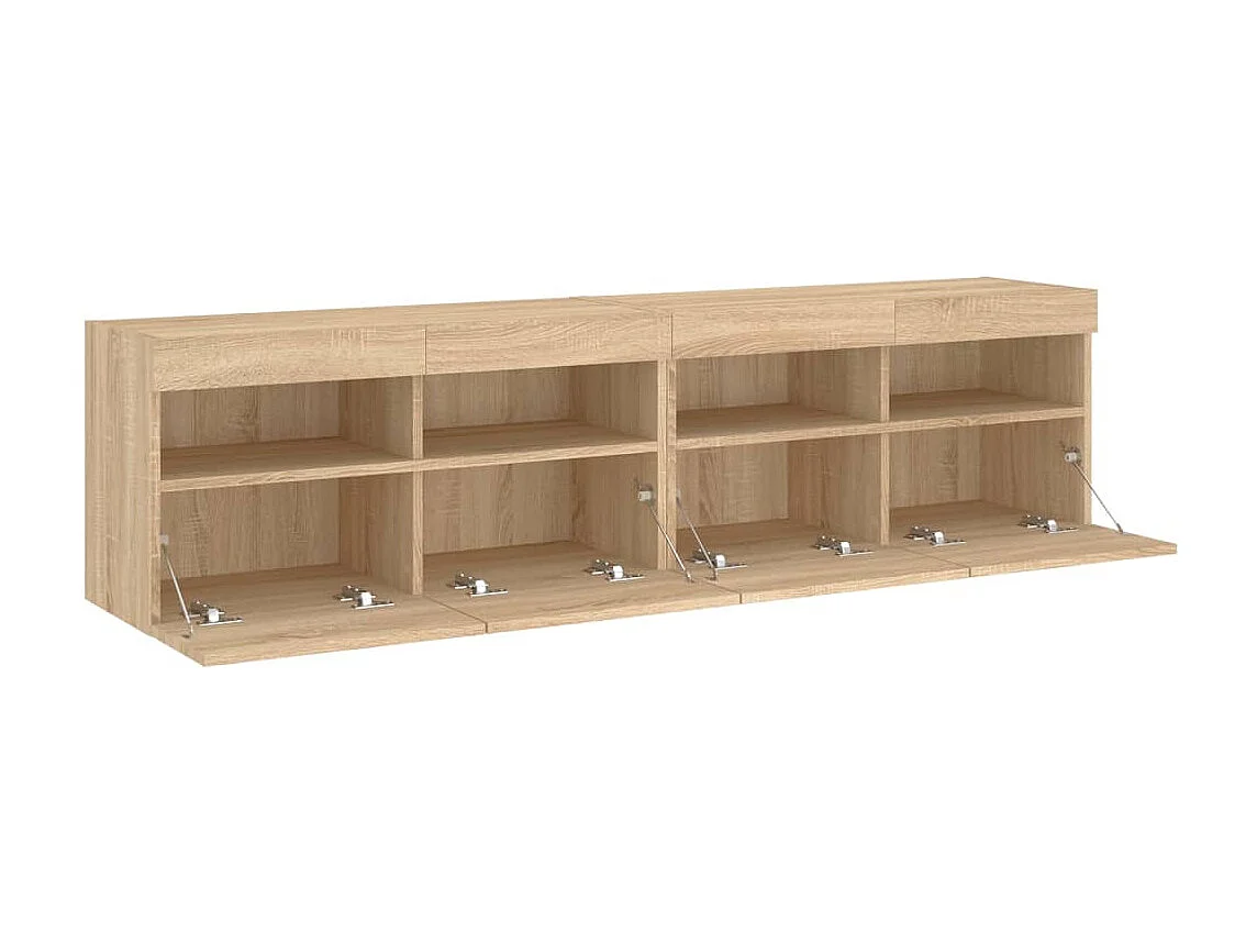 Mobili TV da parete scaffale multimediale credenza TV sala da pranzo soggiorno camera da letto luci LED 2 pezzi rovere Sonoma 80 x 30 x 40 cm marrone 02_0029181