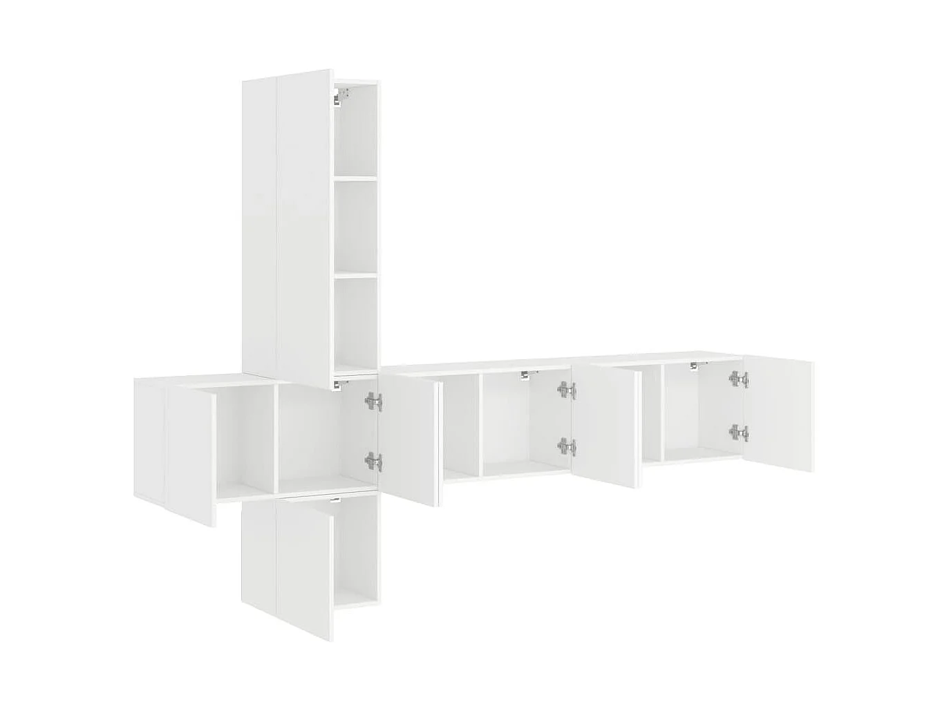 Mueble de TV multimedia estantería para TV aparador de TV comedor sala de estar dormitorio 5 piezas madera de ingeniería blanco 02_0029251