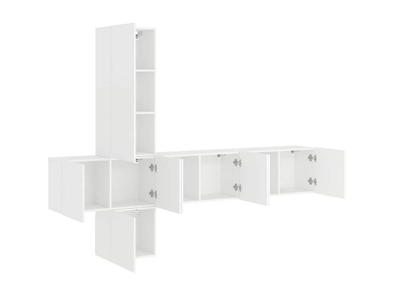 Mueble de TV multimedia estantería para TV aparador de TV comedor sala de estar dormitorio 5 piezas madera de ingeniería blanco 02_0029251