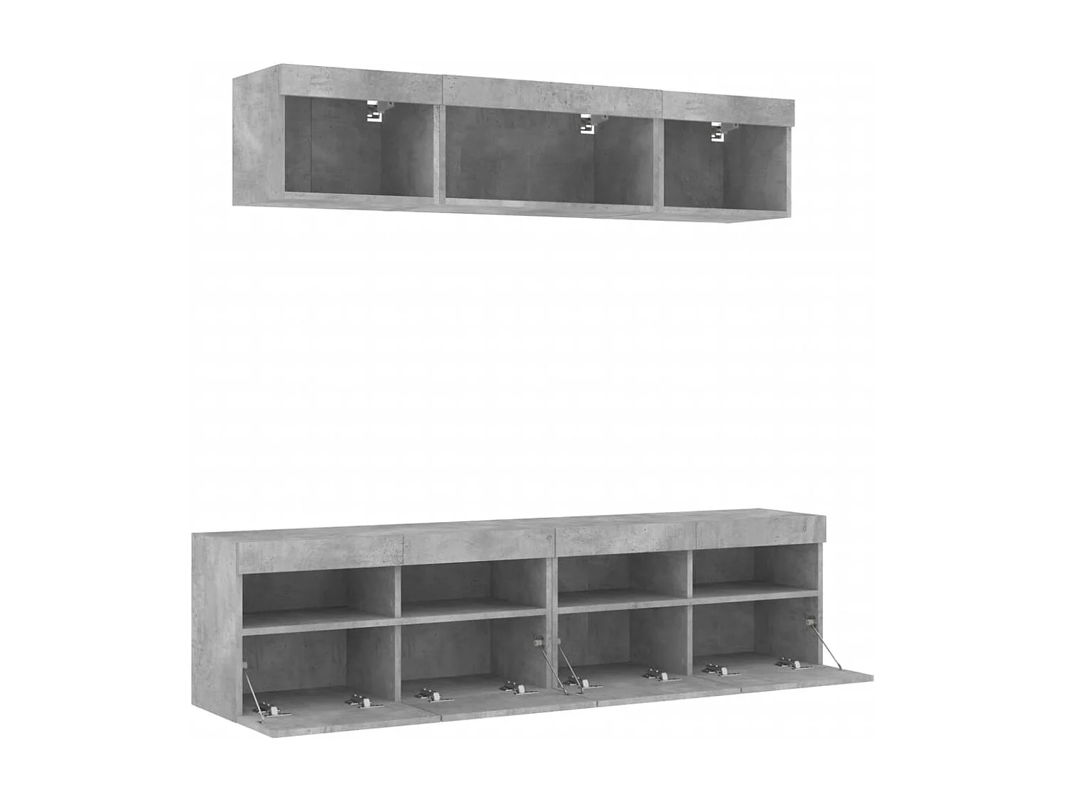 Mobile TV multimediale mensola TV credenza TV sala da pranzo soggiorno camera da letto con LED 5 pezzi legno ingegnerizzato grigio 02_0029387