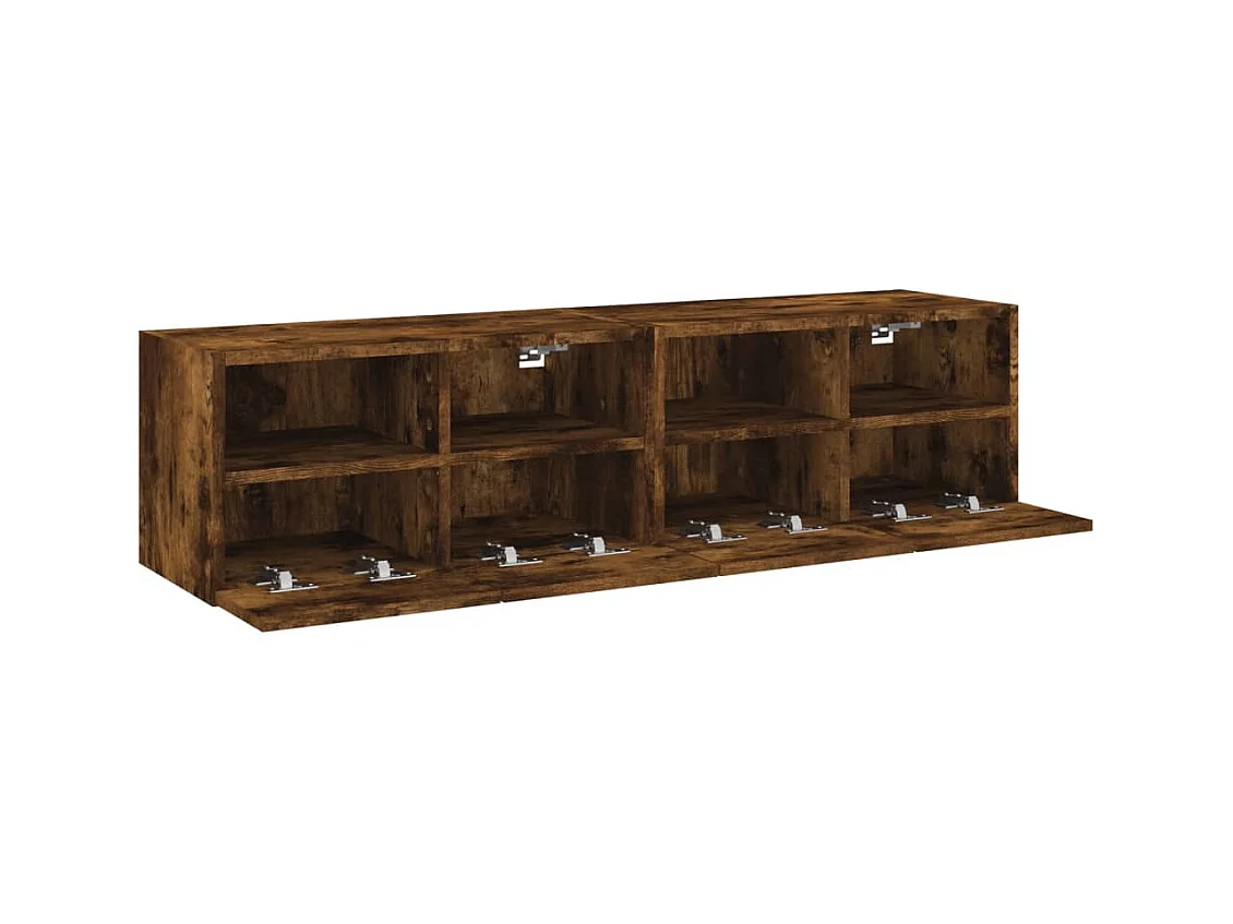 Muebles de TV de pared Estante multimedia Aparador TV Comedor TV Salón Dormitorio 2 piezas Roble ahumado 60 x 30 x 30 cm Madera de ingeniería marrón 02_0028987