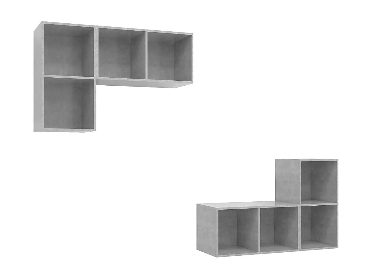 Muebles de TV de pared estantería multimedia aparador de TV comedor sala de estar dormitorio 4 piezas madera de ingeniería gris 02_0029060