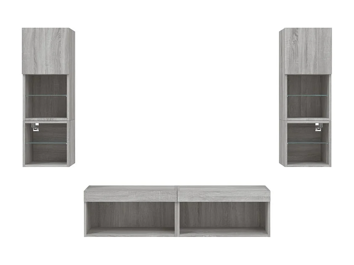 Mueble de TV multimedia estante para TV aparador de TV comedor sala de estar dormitorio con LED 6 piezas madera de ingeniería Sonoma gris 02_0029460