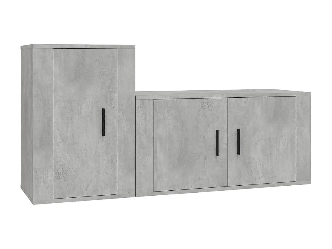 Conjunto de muebles mueble aparador TV televisión salón dormitorio sala de estar 2 piezas madera de ingeniería gris 02_0024385