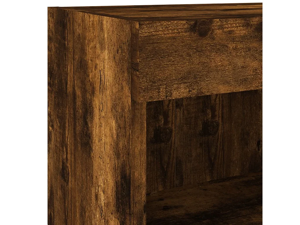 Mueble TV multimedia Estante TV Aparador TV Comedor Salón Dormitorio Montado en la pared x 4 piezas con luces LED Roble ahumado marrón 02_0028220