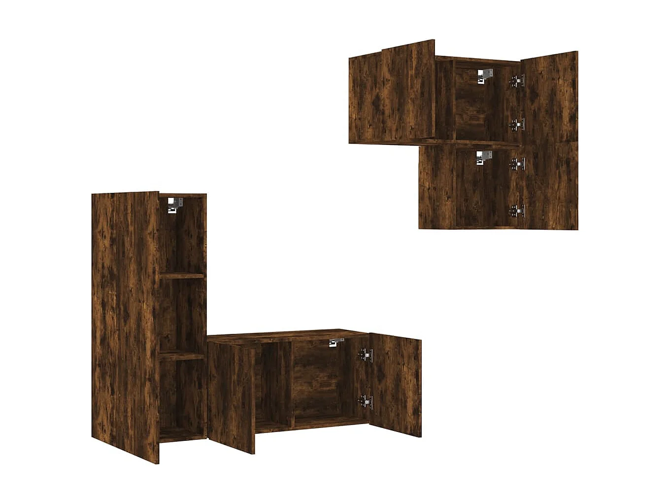 Mueble de TV multimedia estante para TV aparador para TV comedor sala de estar dormitorio 4 piezas madera de ingeniería de roble ahumado marrón 02_0029242