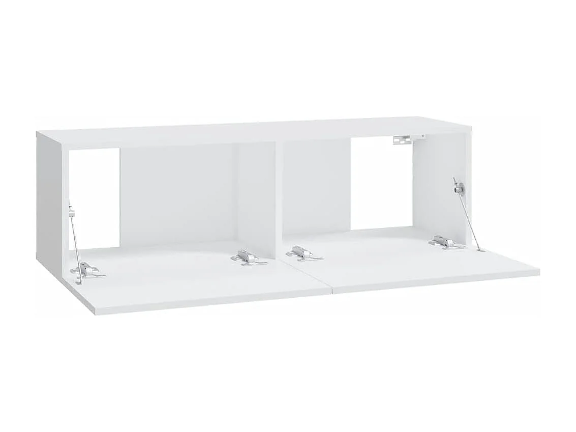 Meubles TV muraux multimédia bois blanc 100 x 30 x 30 cm 02_0028898