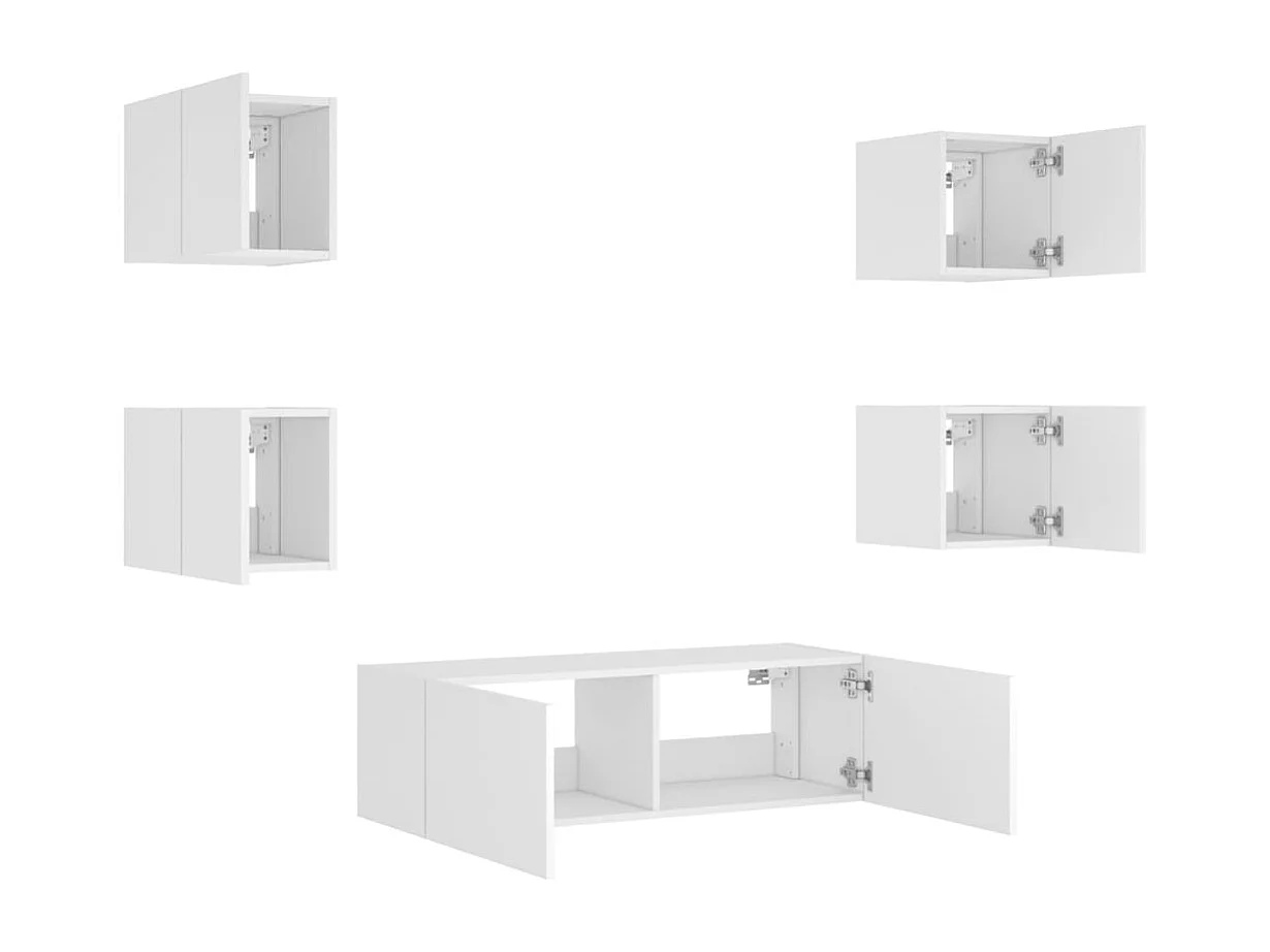 Mobile TV multimediale scaffale per televisione televisione buffet sala da pranzo soggiorno camera da letto a parete x 5 pezzi con luci LED bianche 02_0028227