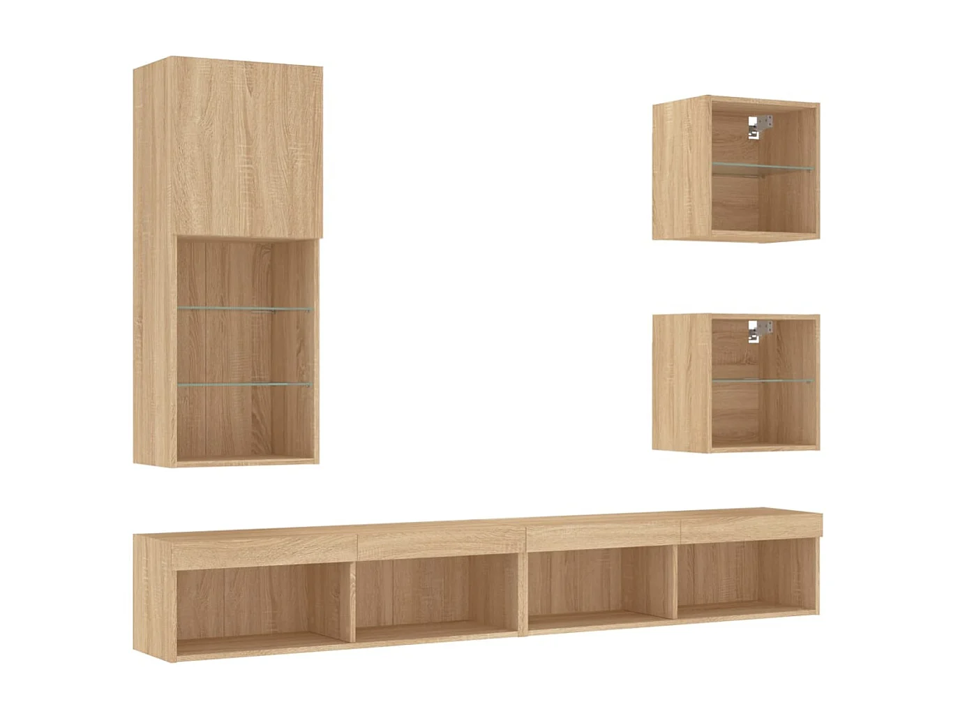 Suporte de TV multimídia prateleira de TV buffet de TV sala de jantar sala de estar quarto com LED 5 peças carvalho Sonoma madeira projetada marrom 02_0029414