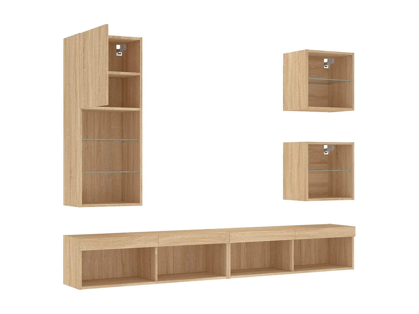 Suporte de TV multimídia prateleira de TV buffet de TV sala de jantar sala de estar quarto com LED 5 peças carvalho Sonoma madeira projetada marrom 02_0029414