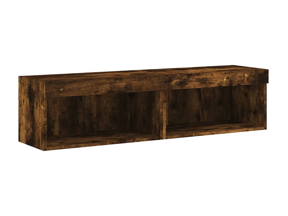 Mobile TV multimediale Mensola TV Credenza TV Sala da pranzo Soggiorno Camera da letto con luci LED 2 pezzi Rovere fumé 60 x 30 x 30 cm Marrone 02_0028868