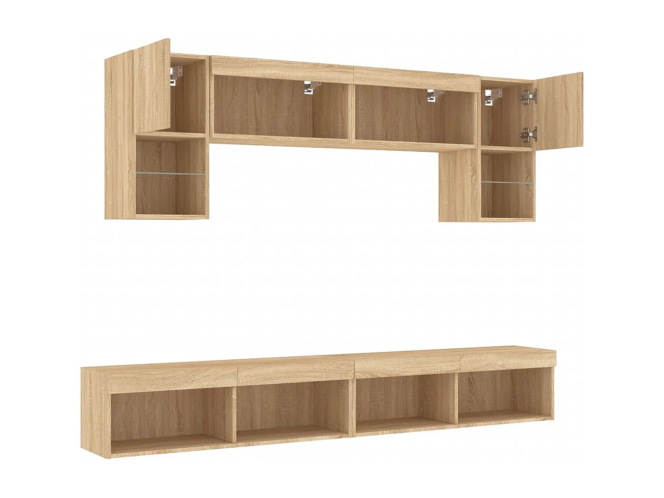 Mobile TV multimediale mensola TV credenza TV sala da pranzo soggiorno camera da letto con LED 6 pezzi legno ingegnerizzato rovere Sonoma marrone 02_0029454
