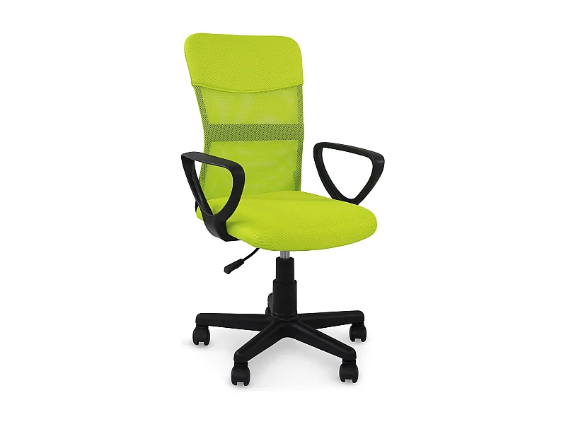 Chaise de bureau ergonomique JOGO vert assise pivotante et réglable en hauteur 99 cm, roulettes adaptées à la moquette