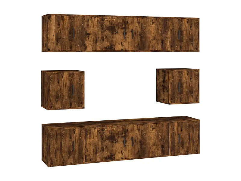 Set di mobili credenza TV soggiorno camera da letto soggiorno 8 pezzi rovere affumicato legno ingegnerizzato marrone 02_0025292