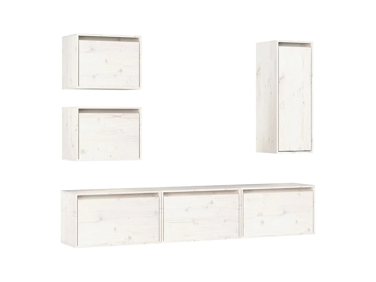 Mueble TV multimedia Estante TV Aparador TV Comedor Salón Dormitorio 6 piezas Madera maciza de pino blanco 02_0028789