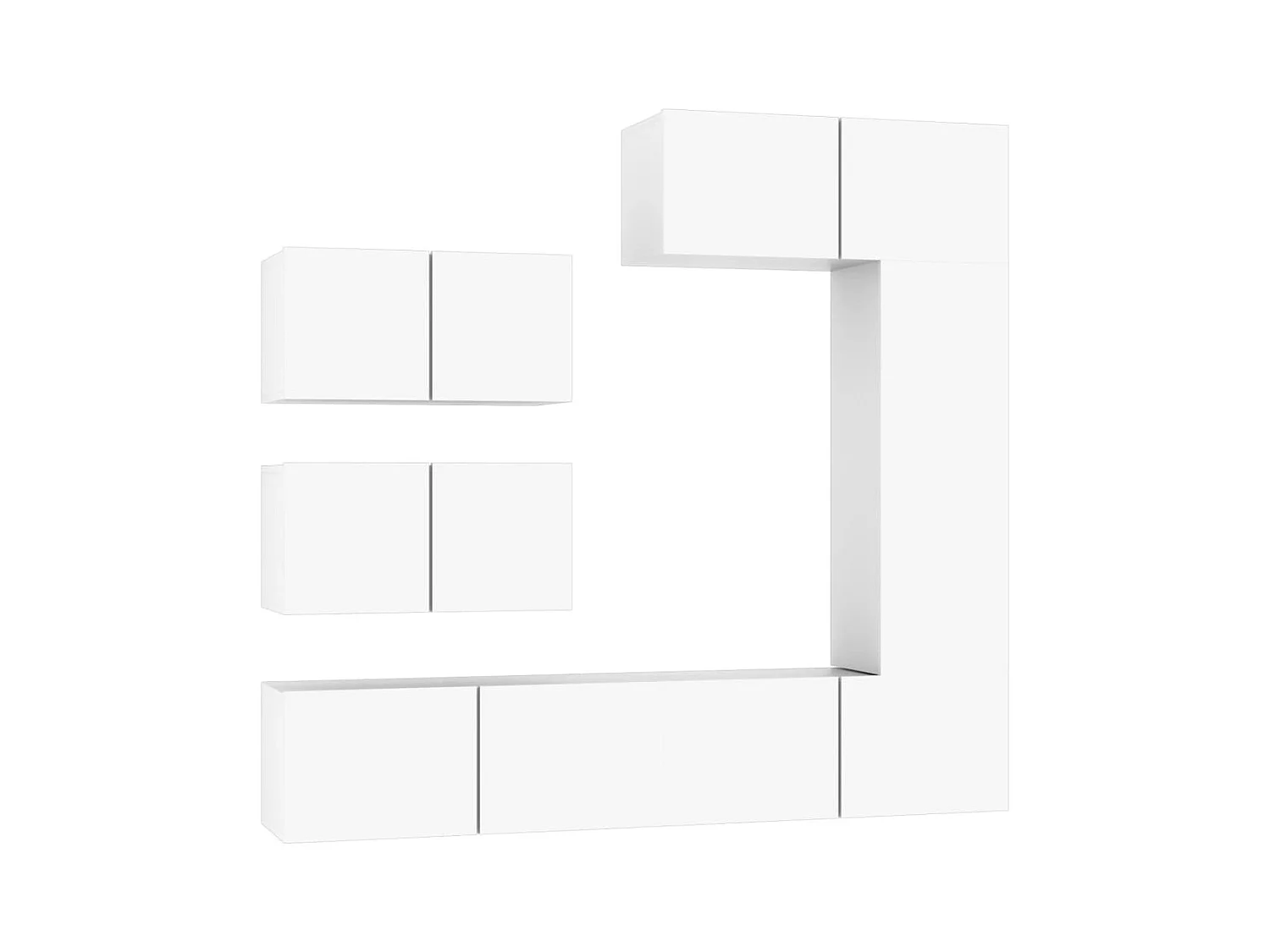Conjunto de muebles mueble aparador TV televisión salón dormitorio salón 6 piezas madera de ingeniería blanco 02_0025015