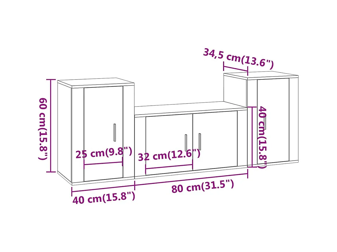 Ensemble de meubles armoire bois marron 80 x 34.5 x 40 cm 02_0024496